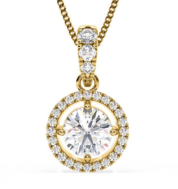 Ella Lab Diamond Halo 1.38ct Pendant Necklace in 18K Yellow Gold F/VS1